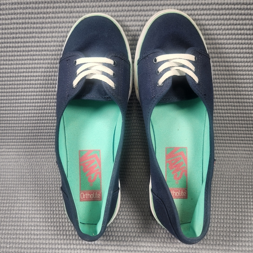 Vans Off The Wall Women's Size 6 Blue White Low Top Classic Shoes TB9C - Picture 6 of 8